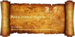 Mateicska Vince névjegykártya